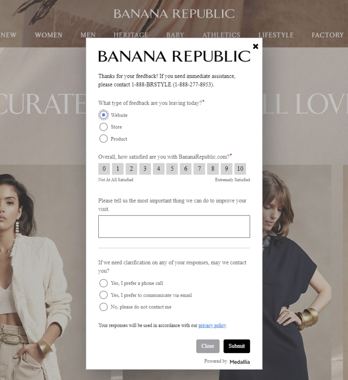 banana republic customer service