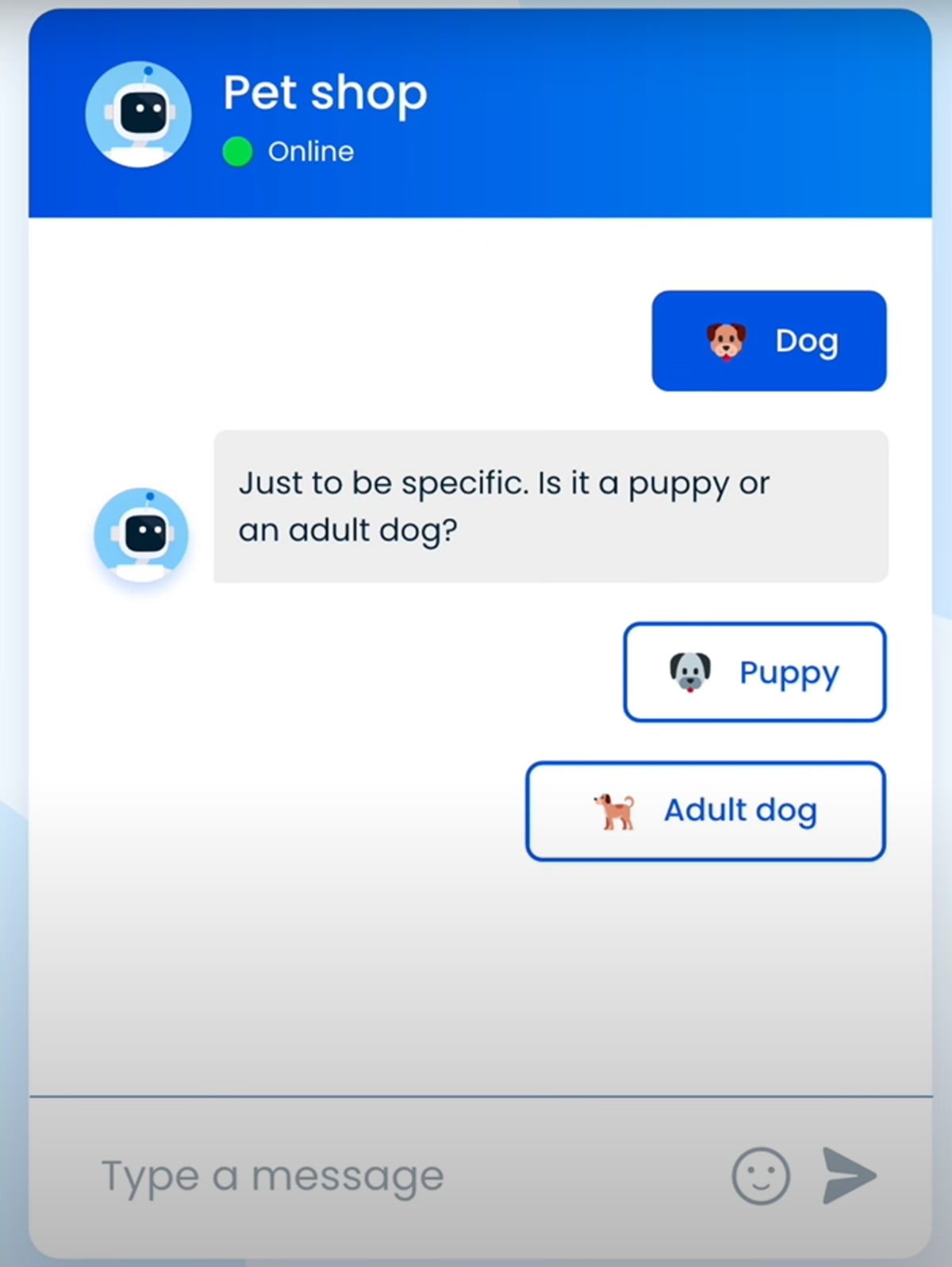 pet shop chatbot