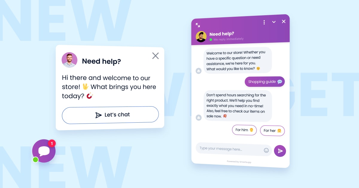 A new Smartsupp chat box