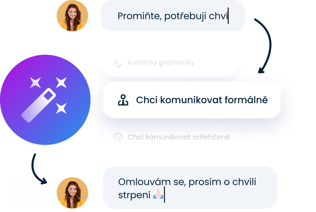 AI Chat Asistent vám pomůže, aby byla vaše odpověď vždy jasná a srozumitelná.