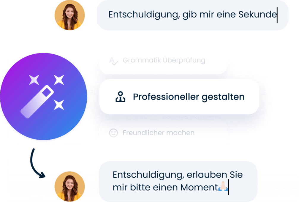 Gestalten Sie Ihre Texte mit dem KI-Antwortassistent freundlicher oder professioneller