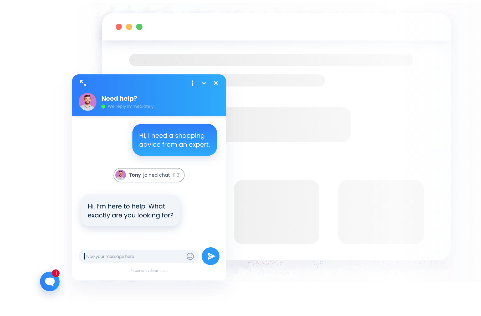 Live chatová konverzace mezi zákazníkem a operátorem