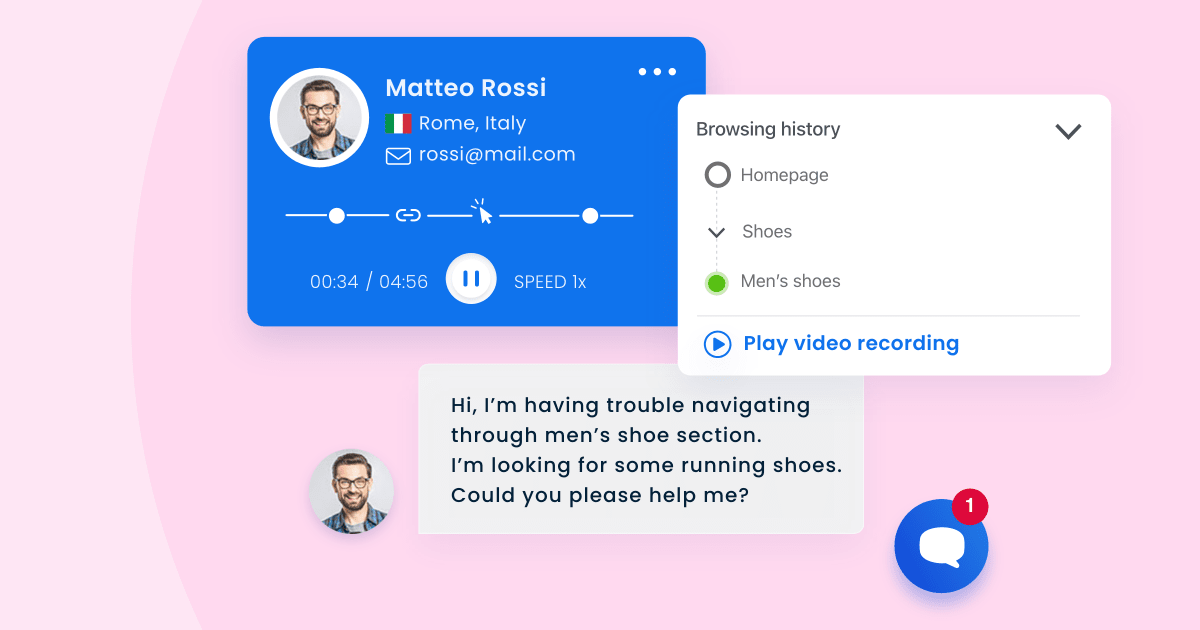 Receive the session recordings of your visitors paired together with the live chat messages exchanged between customers and your team, helping you identify their future needs and preferences, fast!